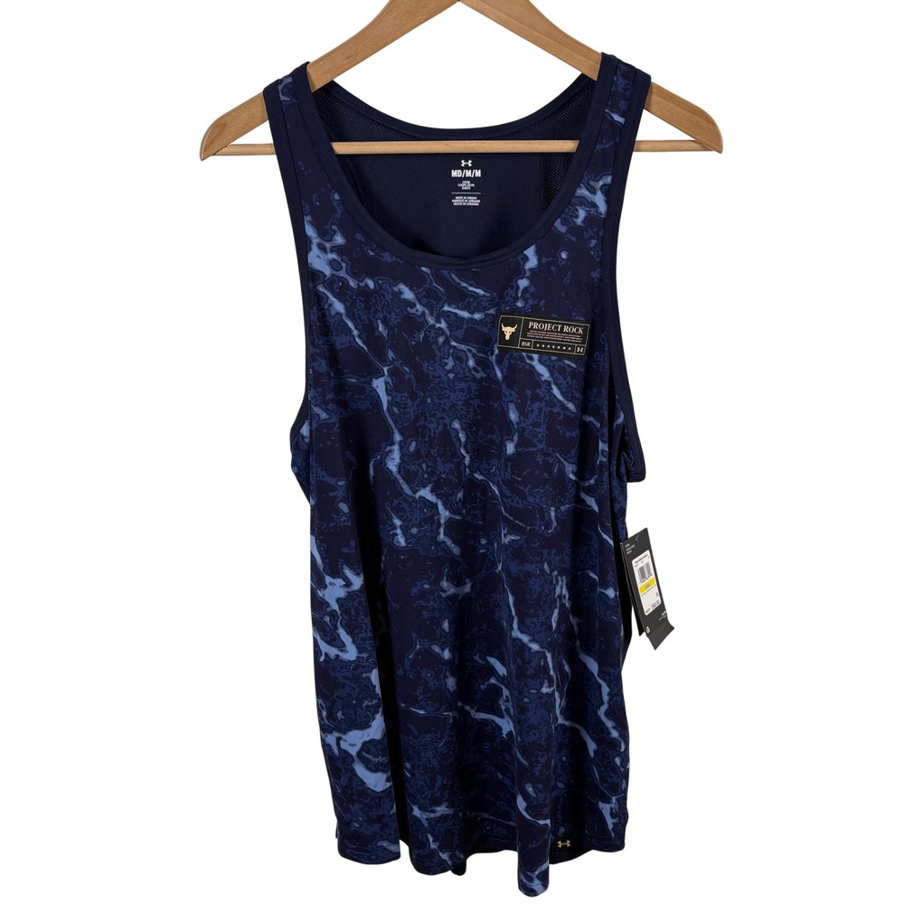 NWT Under Armour Project Rock Muscle Tank Men's M Blue Iso-Chill Sleeveless Gym